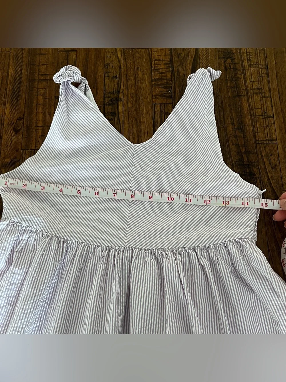 Hope and Henry Striped Tie-Shoulder Kids Dress Lavender White Organic‎ Cotton 10